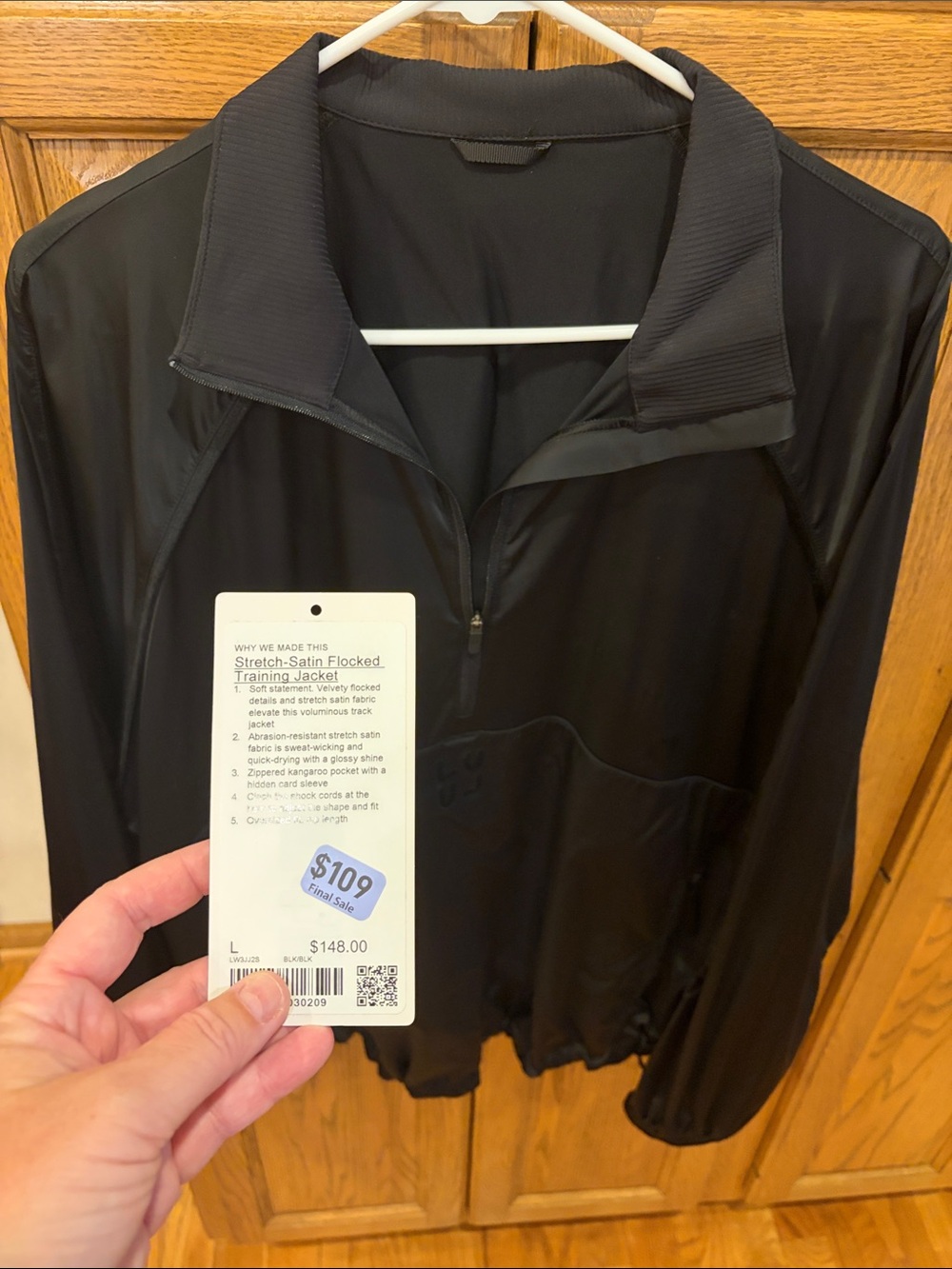lululemon athletica Black Stretch-Satin Flocked Training Jacket